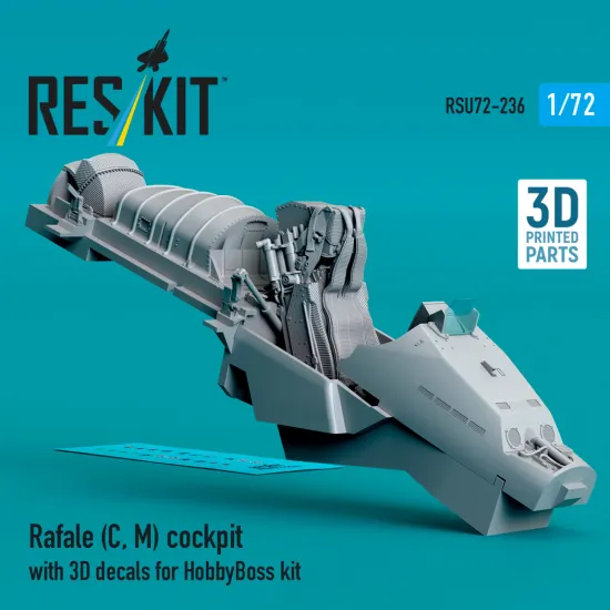 Reskit Rsu72-0236 1/72 Rafale C, M Cockpit With 3d Decals For Hobbyboss Kit