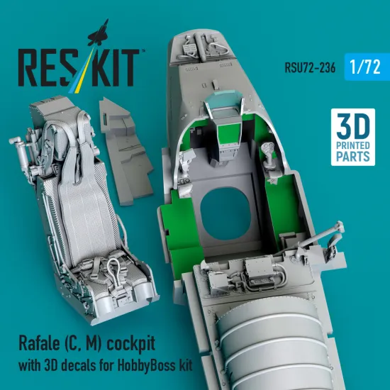 Reskit Rsu72-0236 1/72 Rafale C, M Cockpit With 3d Decals For Hobbyboss Kit