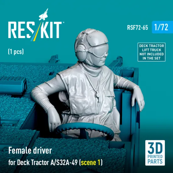 Reskit Rsf72-0065 1/72 Female Driver For Deck Tractor A/S32a-49 Scene 1 1 Pcs