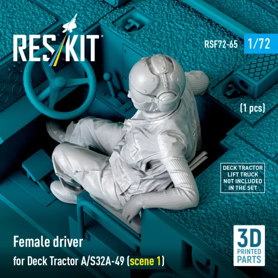 Reskit Rsf72-0065 1/72 Female Driver For Deck Tractor A/S32a-49 Scene 1 1 Pcs
