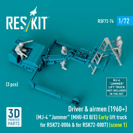 Reskit Rsf72-0074 1/72 Driver And Airmen 1960 3 Pcs Mj-4 Jammer Mhu-83 B/E Early Lift Truck For Rsk72-0006 And For Rsk72-0007
