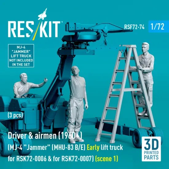 Reskit Rsf72-0074 1/72 Driver And Airmen 1960 3 Pcs Mj-4 Jammer Mhu-83 B/E Early Lift Truck For Rsk72-0006 And For Rsk72-0007