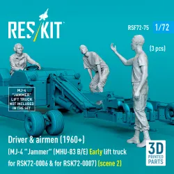 Reskit Rsf72-0075 1/72 Driver And Airmen 1960 3 Pcs Mj-4 Jammer Mhu-83 B/E Early Lift Truck For Rsk72-0006 And For Rsk72-0007 Scene 2
