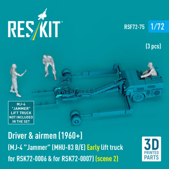 Reskit Rsf72-0075 1/72 Driver And Airmen 1960 3 Pcs Mj-4 Jammer Mhu-83 B/E Early Lift Truck For Rsk72-0006 And For Rsk72-0007 Scene 2