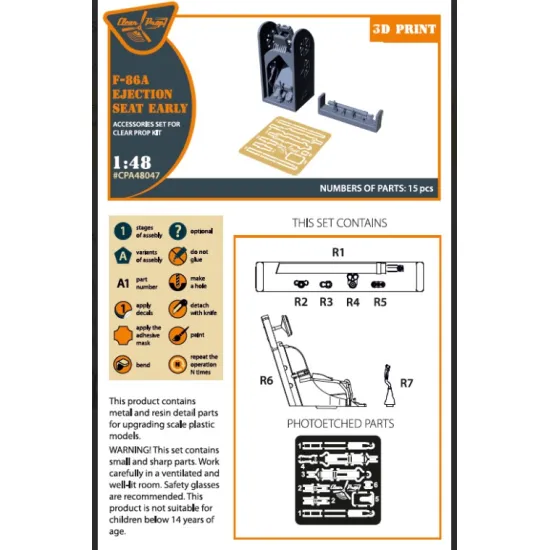 Clear Prop Cpa48047 1/48 F-86a Ejection Seat Early For Cp Kits