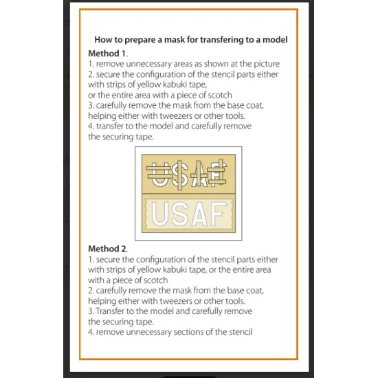 Clear Prop Cpa48071 1/48 F-86a Pre-cut Patterns For Numbers And Lettering Painting Mask On Yellow Kabuki Paper For Cp4825 Kit