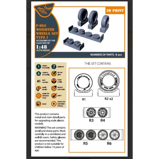 Clear Prop Cpa48090 1/48 F-86a Weighted Wheels Set Type 1 For Cp Kits