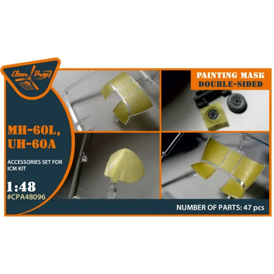 Clear Prop Cpa48096 1/48 Uh-60a Mh-60l Double-sided Painting Mask On Yellow Kabuki Paper For Icm Kit
