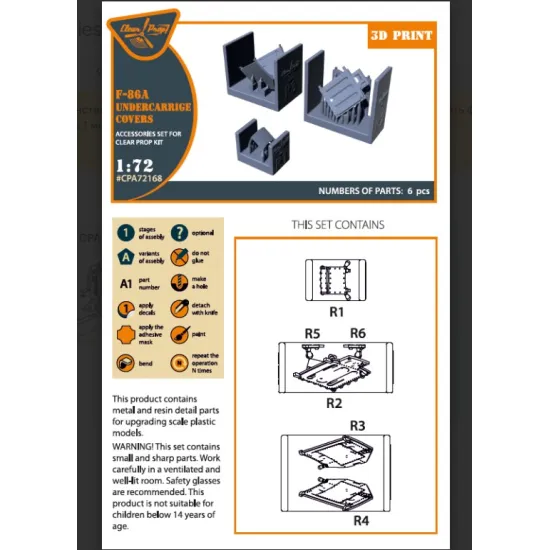 Clear Prop Cpa72168 1/72 F-86a Undercarriage Covers For Cp Kits