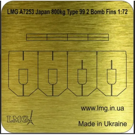 Lmg Ba-72053 1/72 Japan 800kg Type 99 4 Bomb Fins Thickness 0/1mm Lmg Ba-72053 1/72 Japan 800kg Type 99 4 Bomb Fins Thickness 0/1mm