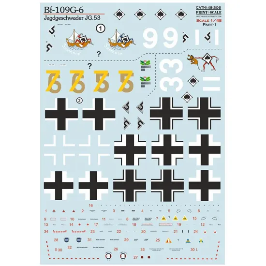 Print Scale 48-306 1/48 Messerschmitt Bf-109 Tropical Options Part 1