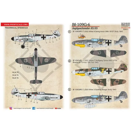 Print Scale 48-306 1/48 Messerschmitt Bf-109 Tropical Options Part 1