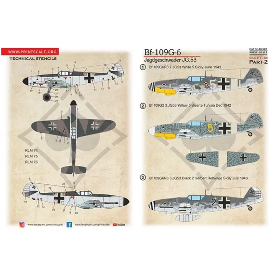 Print Scale 48-307 1/48 Messerschmitt Bf-109 Tropical Options Part 2