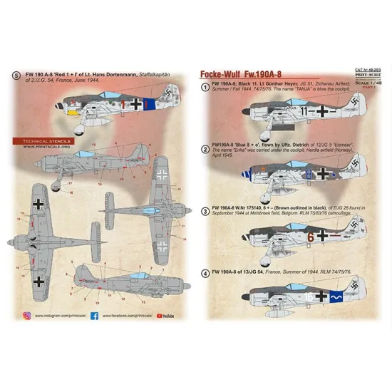 Print Scale 48-283 1/48 Focke-wulf Fw 190a-8 Part 1 New