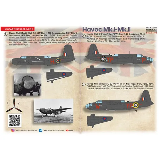Print Scale 72-514 1/72 Boston Hawk A-20 Night Black