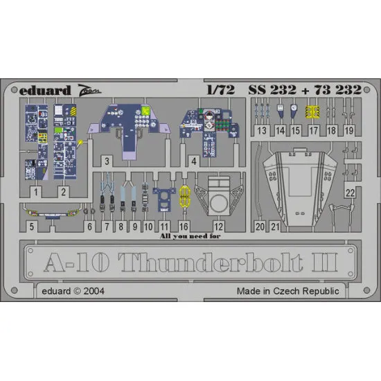 Photoetched set A-10 Thunderbolt II Color, for Italeri/Revell kit 1/72 Eduard SS232