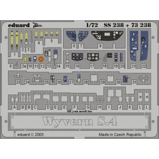 Photoetched set Wyvern S.4 Color, for Trumpeter kit 1/72 Eduard SS238