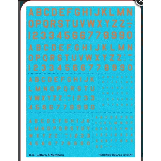 Techmod 72165 1/72 Us Letters - Numbers /Yellow/