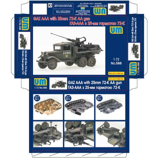 Um 588 1/72 Truck Gaz-aaa With 25mm 72-k Aa Gun Plastic Model Kit