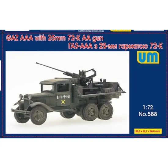 Um 588 1/72 Truck Gaz-aaa With 25mm 72-k Aa Gun Plastic Model Kit