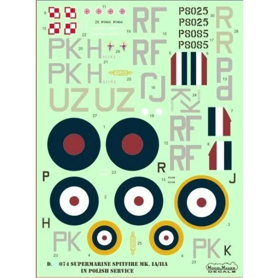 Modelmaker D72074 1/72 Spitfire Mk. I/Ii In Polish Service