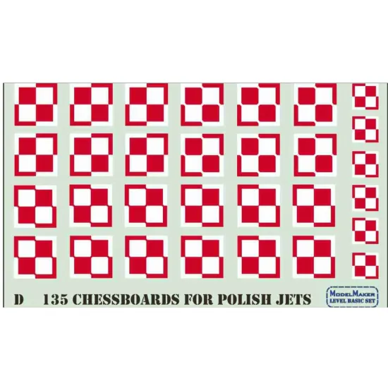 Model Maker D48135 1/48 Polish Chessboards For Polish Jets Mig-21 Mig-29 Su-22 F-16 And Others
