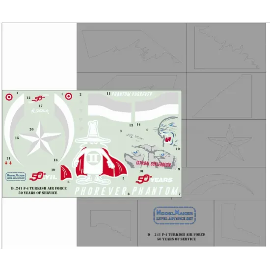 Model Maker D72241 1/72 F-4 Turkish Air Force 50 Years Of Service Kalkomania / Maski