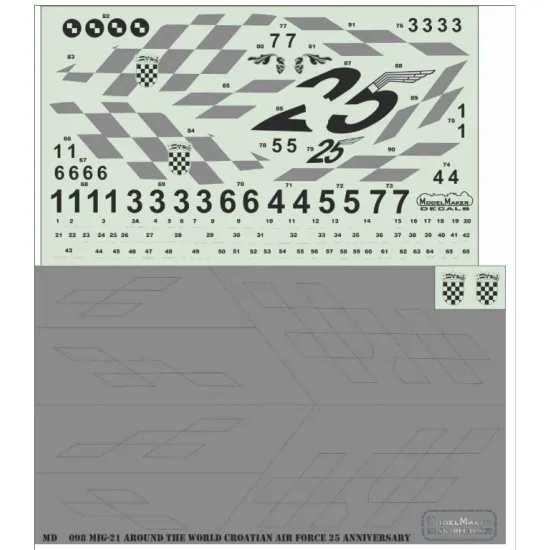 Model Maker Md72098 1/72 Mig-21 Around The World Croatian Air Force 25 Anniversary