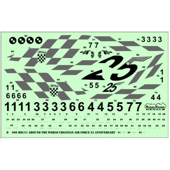 Model Maker Md72098 1/72 Mig-21 Around The World Croatian Air Force 25 Anniversary