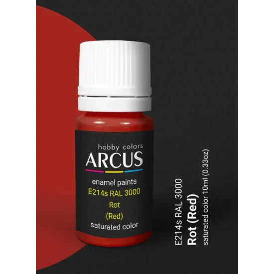Arcus A214s Acrylic Paint Ral 3000 Rot Red Wehrmacht Series Saturated Color 10ml