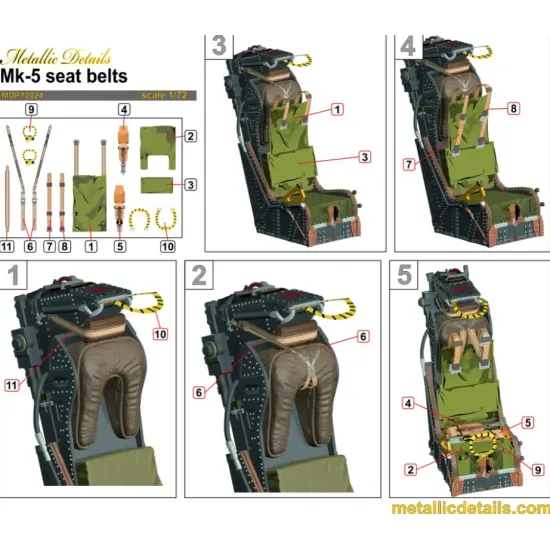 Metallic Details Mdp72024 1/72 Mk-5 Seat Belts