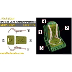 Metallic Details Mdp72025 1/72 Raf And Usaf Aircrew Parachutes