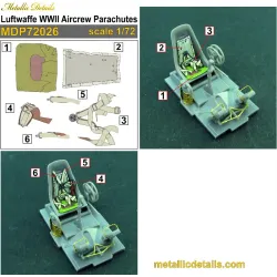 Metallic Details Mdp72026 1/72 Luftwaffe Wwii Aircrew Parachutes