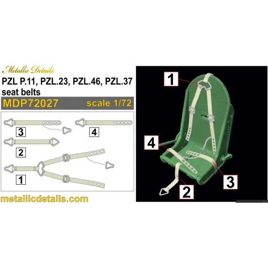 Metallic Details Mdp72027 1/72 Pzl P11 Pzl23 Pzl46 Pzl37 Seat Belts