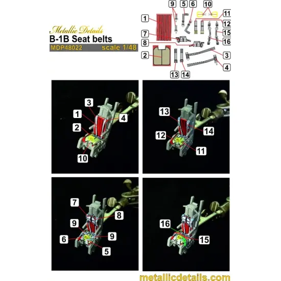 Metallic Details Mdp48022 1/48 B-1b Lancer Seat Belts
