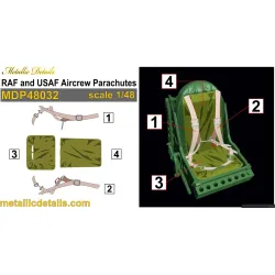 Metallic Details Mdp48032 1/48 Raf And Usaf Aircrew Parachutes