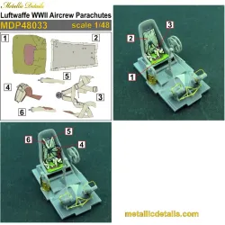 Metallic Details Mdp48033 1/48 Luftwaffe Wwii Aircrew Parachutes
