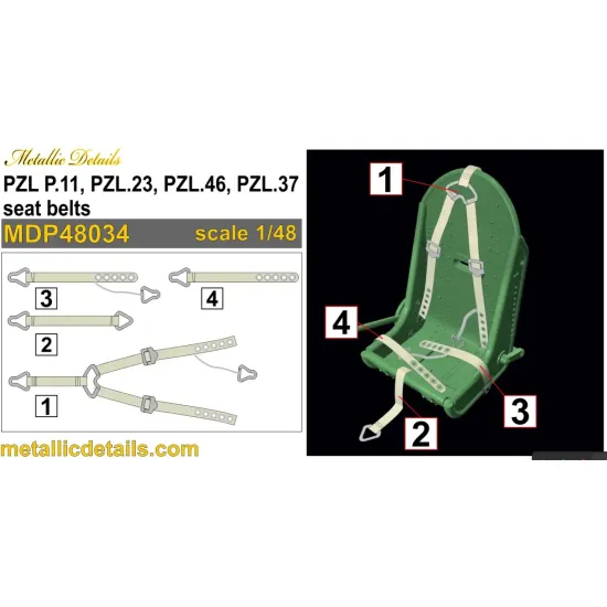 Metallic Details Mdp48034 1/48 Pzl P11 Pzl23 Pzl46 Pzl37 Seat Belts