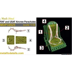 Metallic Details Mdp32025 1/32 Raf And Usaf Aircrew Parachutes