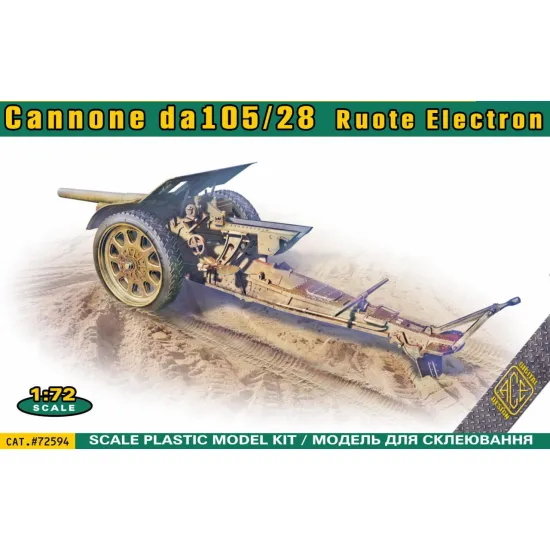 Ace 72594 1/72 Cannone Da105/28 Ruote Electron Plastic Model Kit