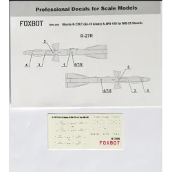 Foxbot 72-048 1/72 Missile R-27r/T Aa-10 Alamo Apu-470 For Mig-29 Stencils