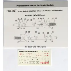 Foxbot 72-063 1/72 Missile Kh-25ml/Mp As-10 Karen / As-12 Kegier Apu-68um Stencils