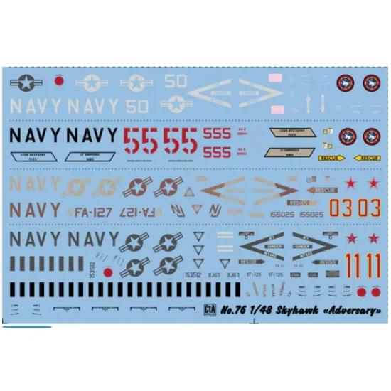 Cta Models 076 1/48 Decal For Skyhawk Adversary Pti - Vf-126 Vf-127 Nfws2 4 Markings