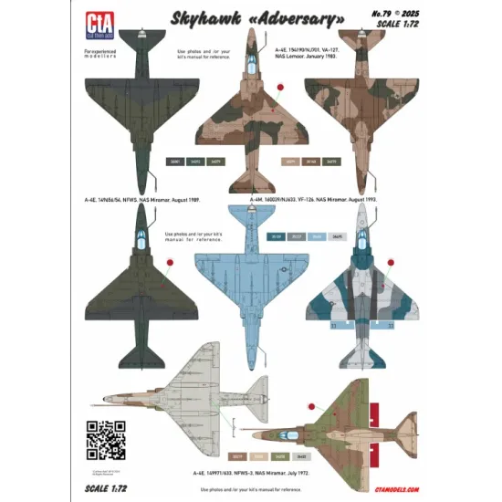 Cta Models 079 1/48 Decal For Skyhawk Adversary - Vf-126 2 Vf-127 2 Nfws 4 8 Markings