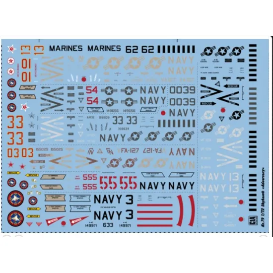 Cta Models 079 1/48 Decal For Skyhawk Adversary - Vf-126 2 Vf-127 2 Nfws 4 8 Markings