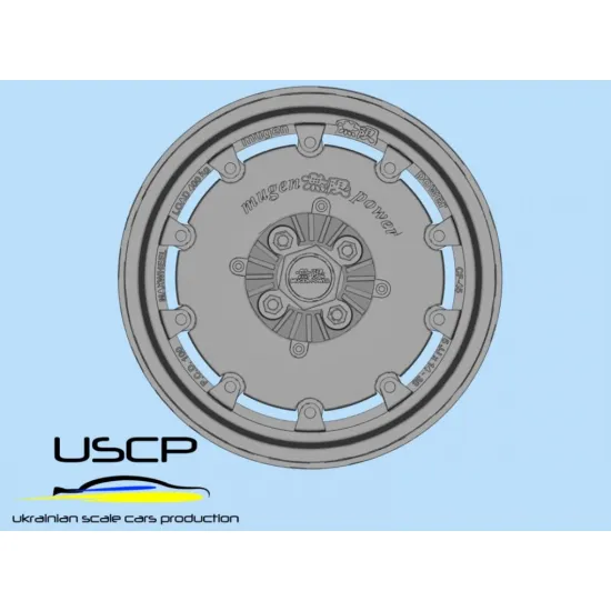 Uscp 24p193 1/24 3d Printed Resin Wheels Mugen Cf-48 With Aero Cover 15