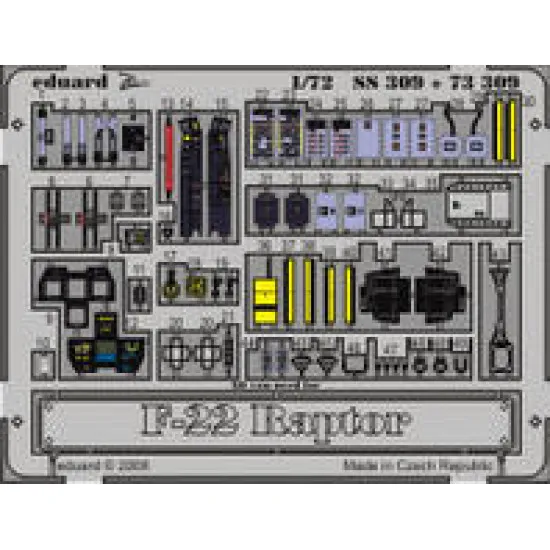 Photoetched set F-22 Raptor Color, for Revell kit 1/72 Eduard SS309