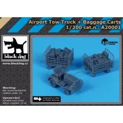 Black Dog A20001 1/200 Airport Tow Truck / Baggage Carts