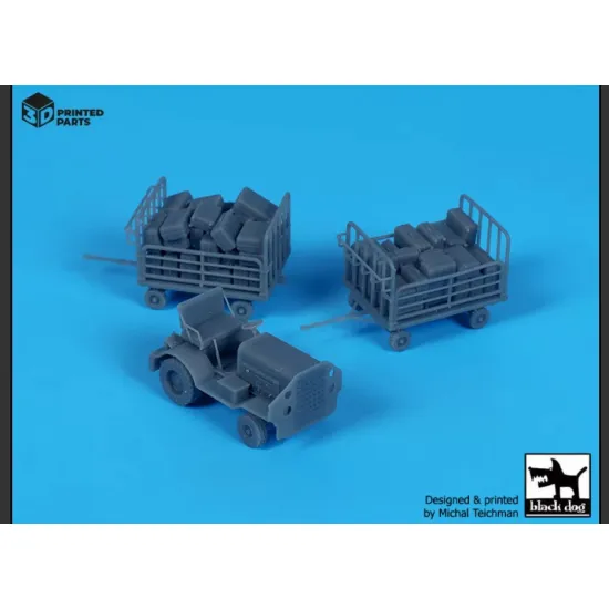 Black Dog A44001 1/144 Airport Tow Truck / Baggage Carts