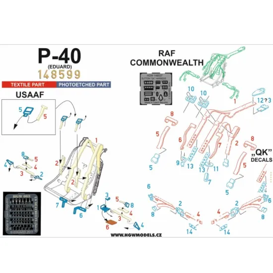 Hgw 148599 1/48 P-40 - Seatbelts Accessories Kit